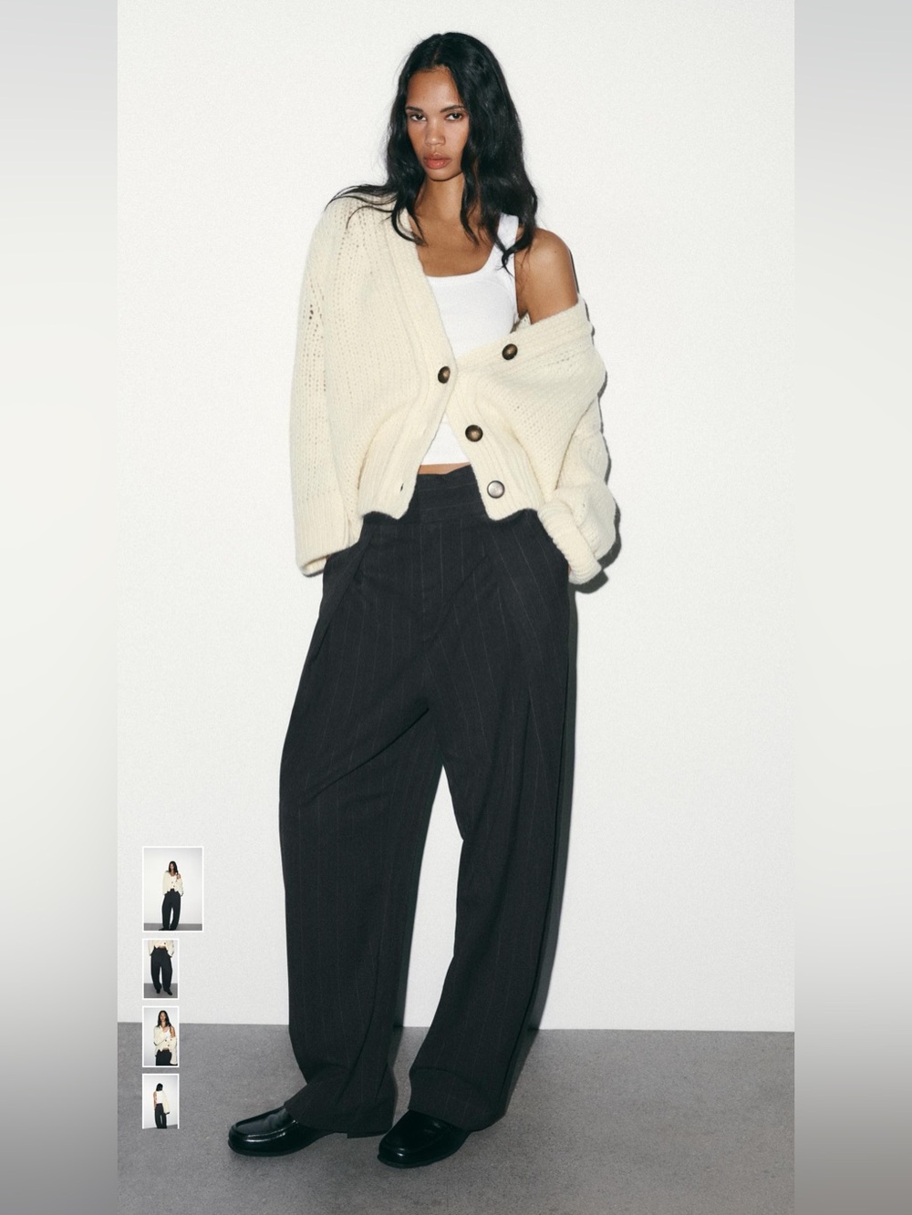 Zara Ballon Navy striped trousers